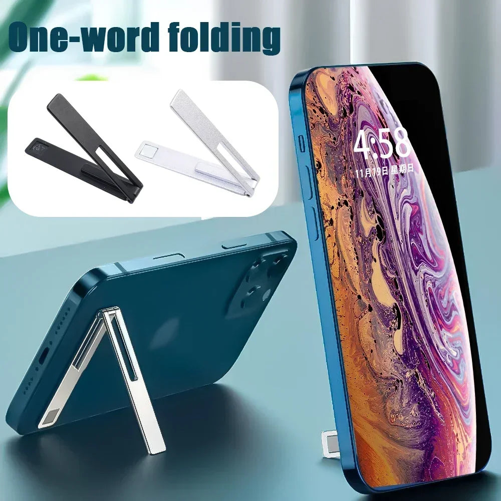 Invisible Ultra Thin Magnetic Mobile Phone Holder Stands Metal Alloy Foldable Cellphone Kickstand Desktop Tablet Bracket Support