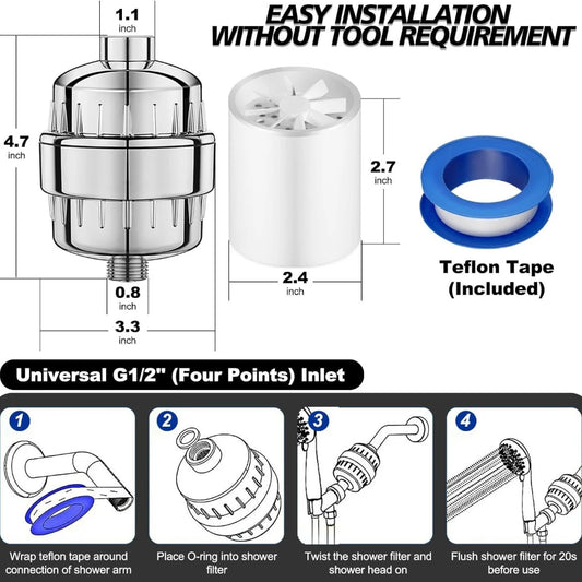 25-Stage Shower Filter Softens Hard Water Effectively Removes Metals Replaceable Filter OEM Factory Direct Wholesale Bulk Custom